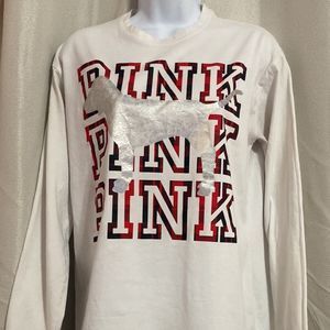Vs pink doggie logo long sleeve campus tee xs